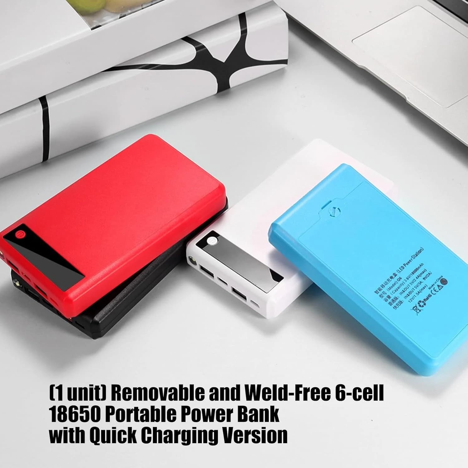 6*18650 Batterie Powerbank Case 22.5W Uscita Protocolli di Ricarica Multipli Rimovibile Power Set Battery Holder Battery Planner