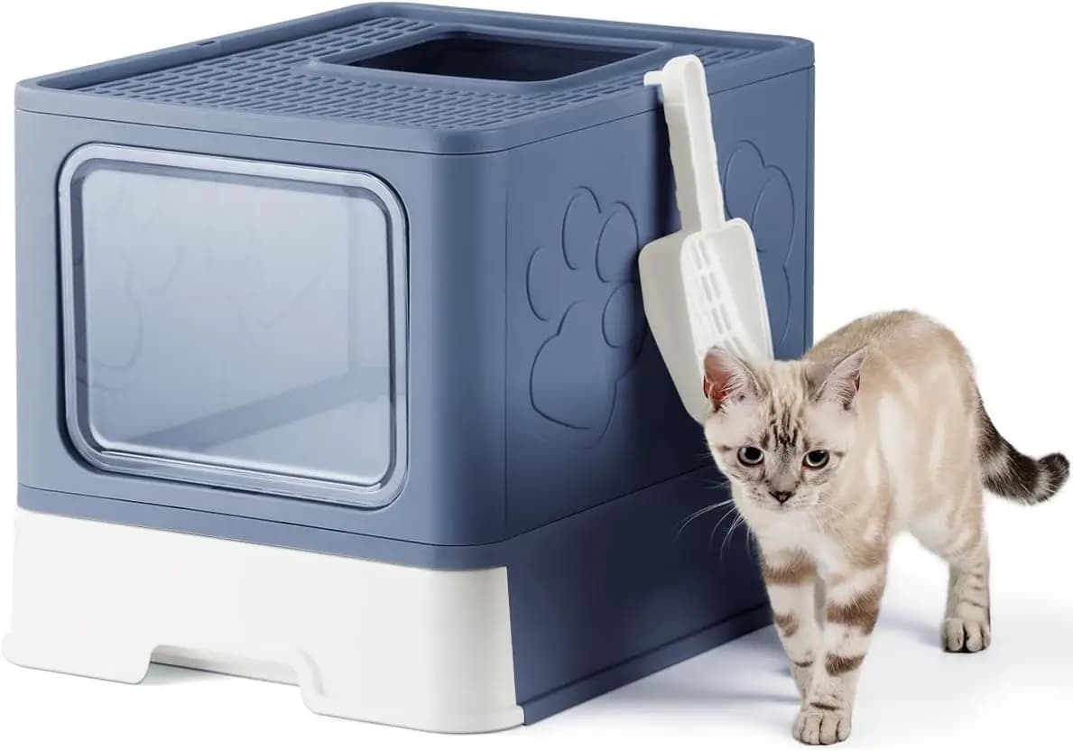 Lettiera per Gatti Coperta, Lettiera Grande per Gatti di Taglia Grande, Lettiera Chiusa con Coperchio, Lettiera per Gatti con Ingresso dall'Alto