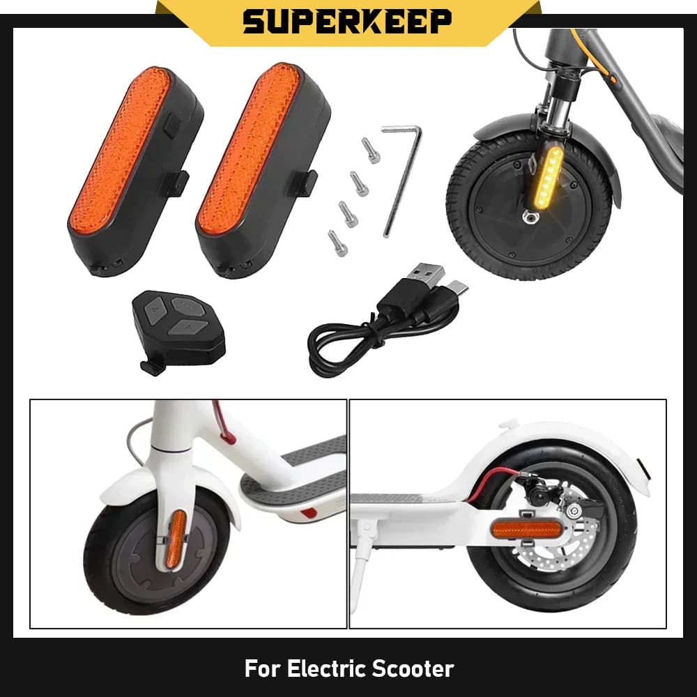 Indicatore di direzione per scooter elettrico Avviso di ricarica USB Fanale posteriore di sicurezza notturno Parte di attacco per telecomando senza fili