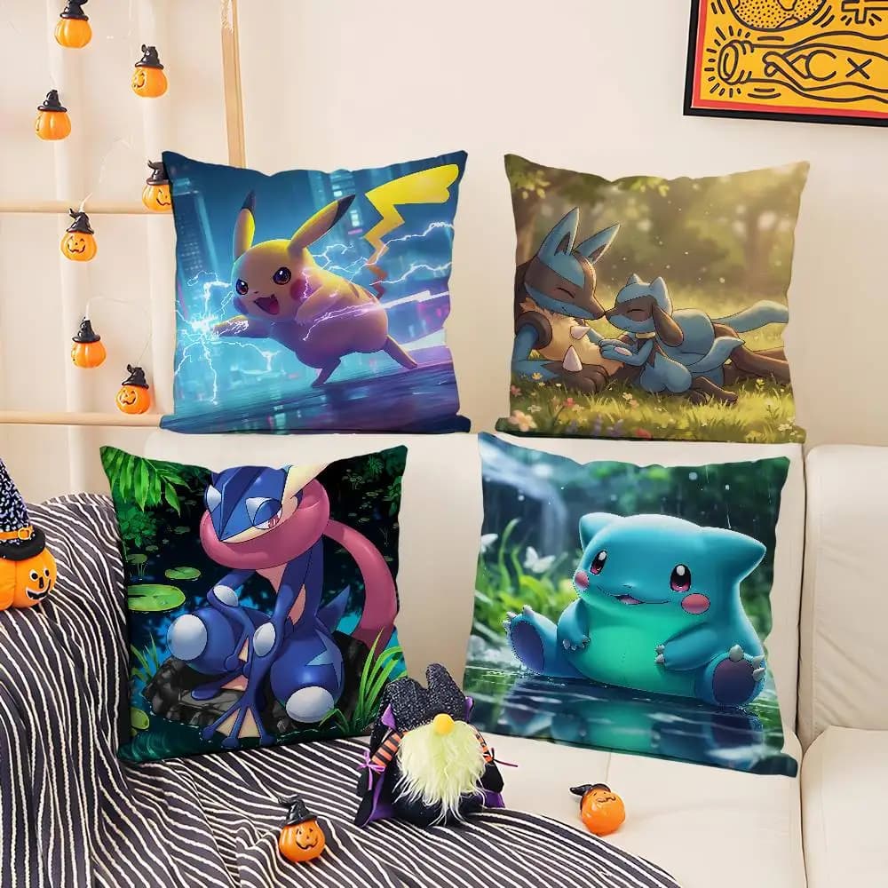 Pokemon Mewtwo Anime Plush Pillow Cover Soft Short Plush Cushion Cover For Sofa Bedroom Living Room Home Decor Gift