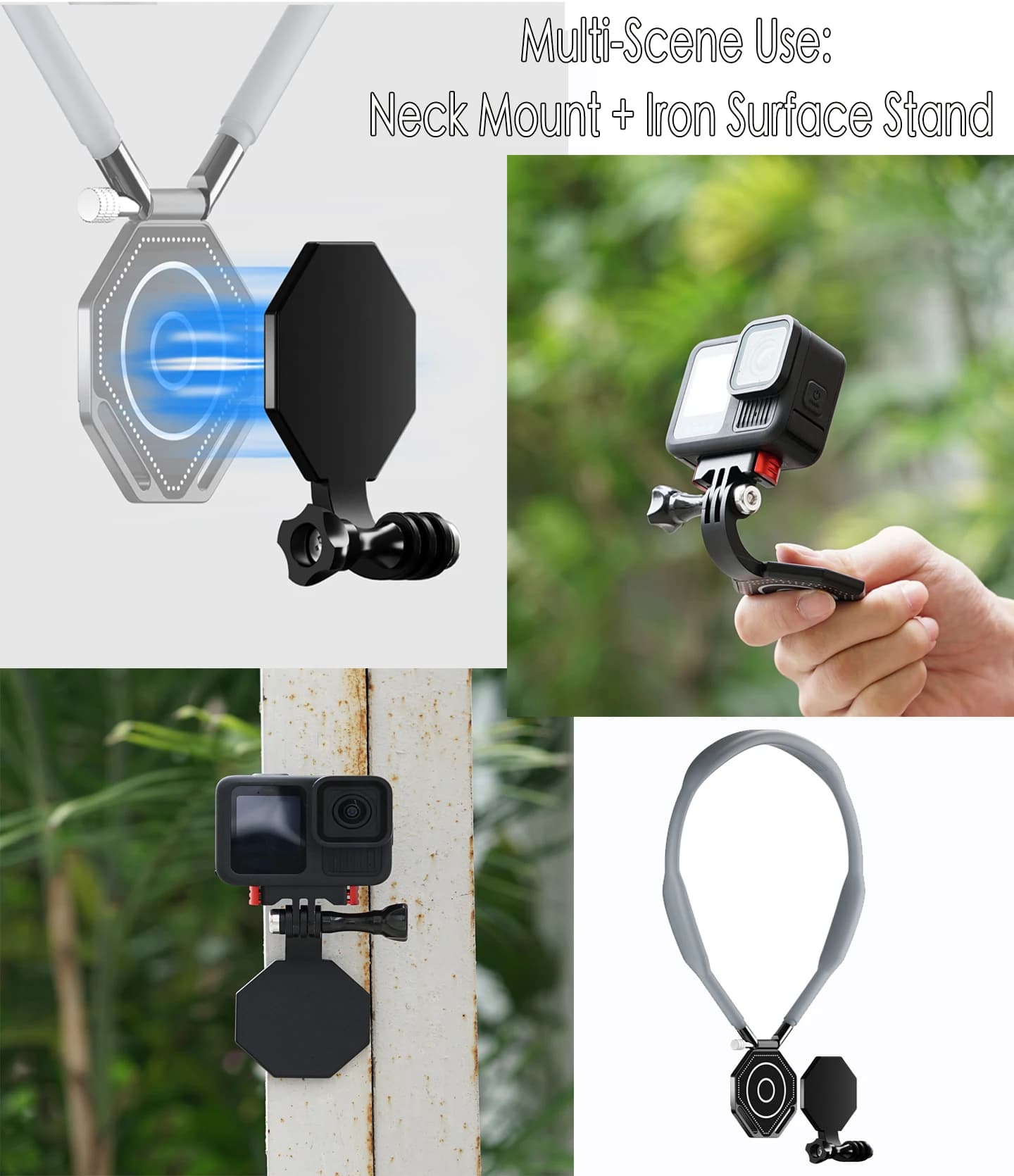 Support for soft silicone shoulder strap for GoPro DJI Insta360 Action Camera Phone Support for chest harness Magnete Quick release adapter