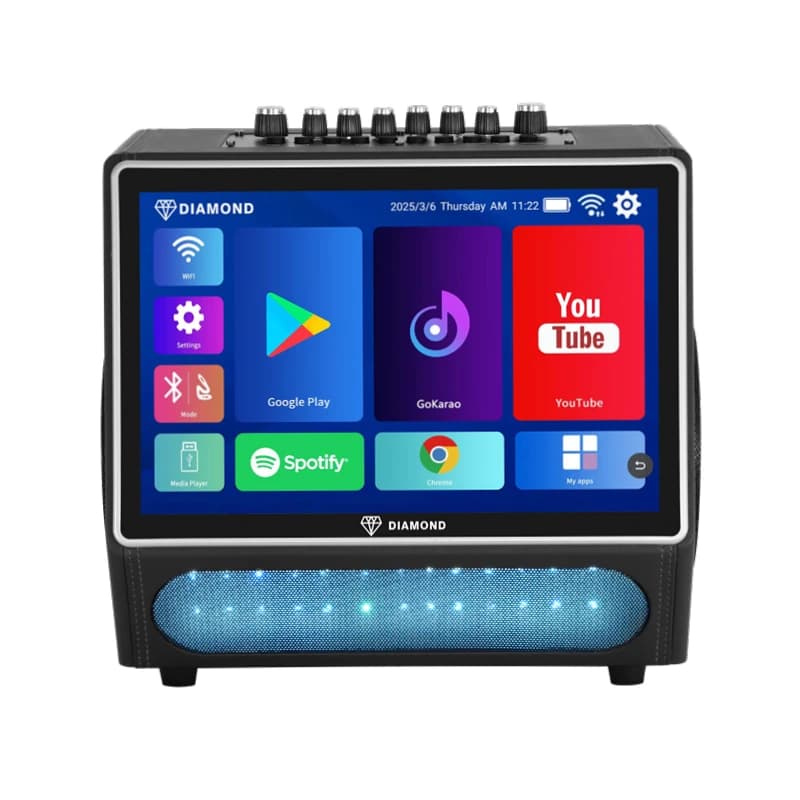 Portable Karaoke Machine with Lyrics Display Screen, 2 Wireless Mics WiFi Party Speaker DJ Lights for Party Home KTV Outdoor