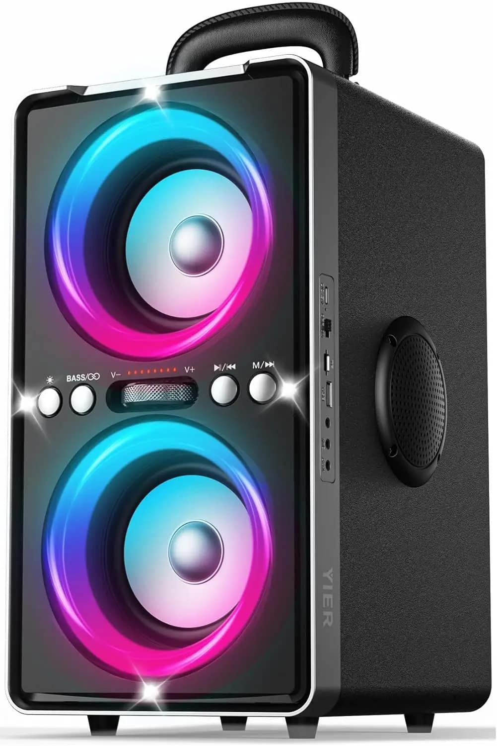 Altoparlante Bluetooth da 200W con Bassi Potenti, 20 Ore di Autonomia, TWS, Ricarica Rapida, Maniglia Portatile, Luce LED per Feste all'Aperto