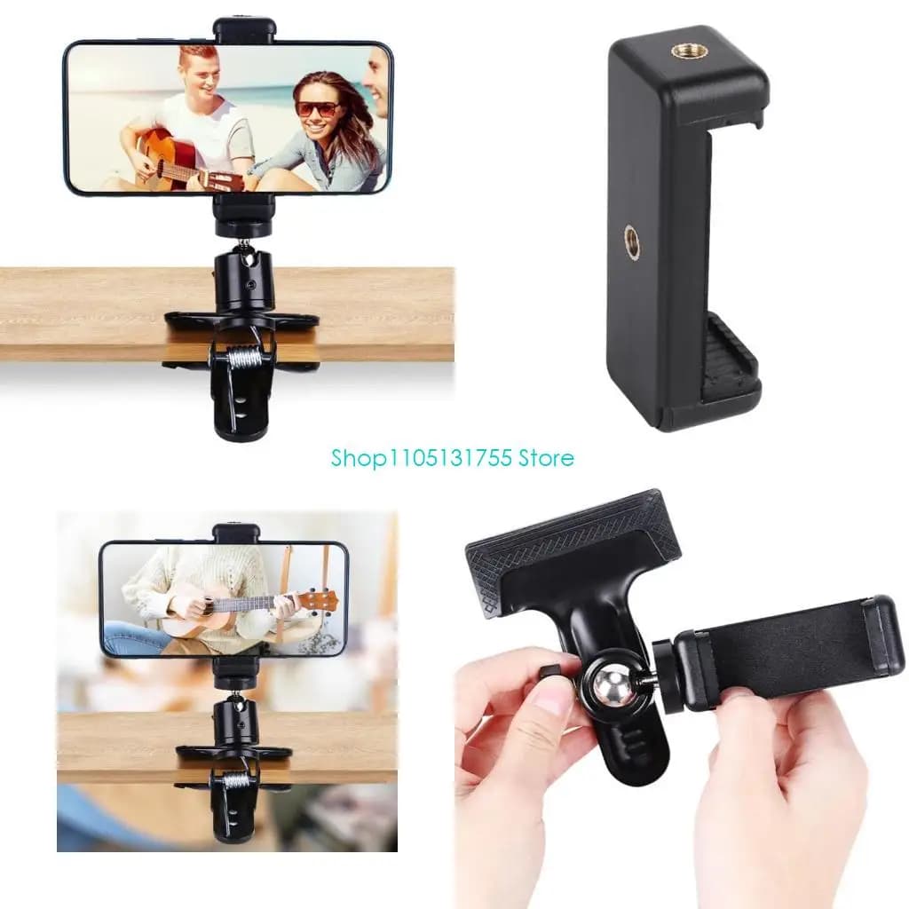 K0EF Supporto per telefono per chitarra Clip con rotazione 360 gradi Supporto per telefono per testa con morsetto per