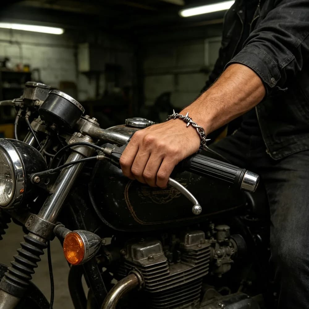 Bracciale a catena con filo spinato gotico hip-hop per uomo e donna, gioiello regolabile in stile punk emo a maglia cubana