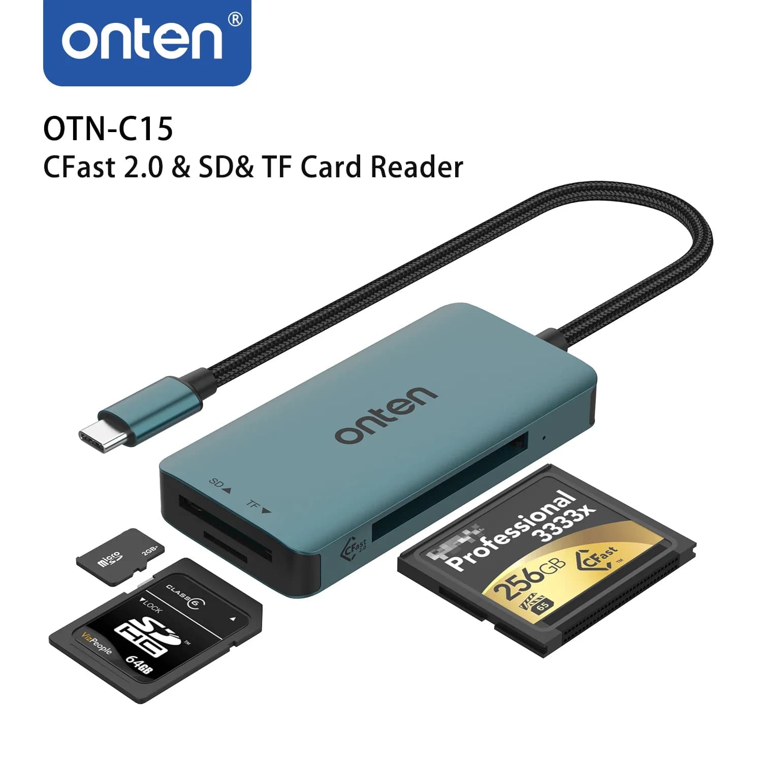 ONTEN Lettore di schede SD TF originale OTN-C15 TIPO C A CFast 2.0