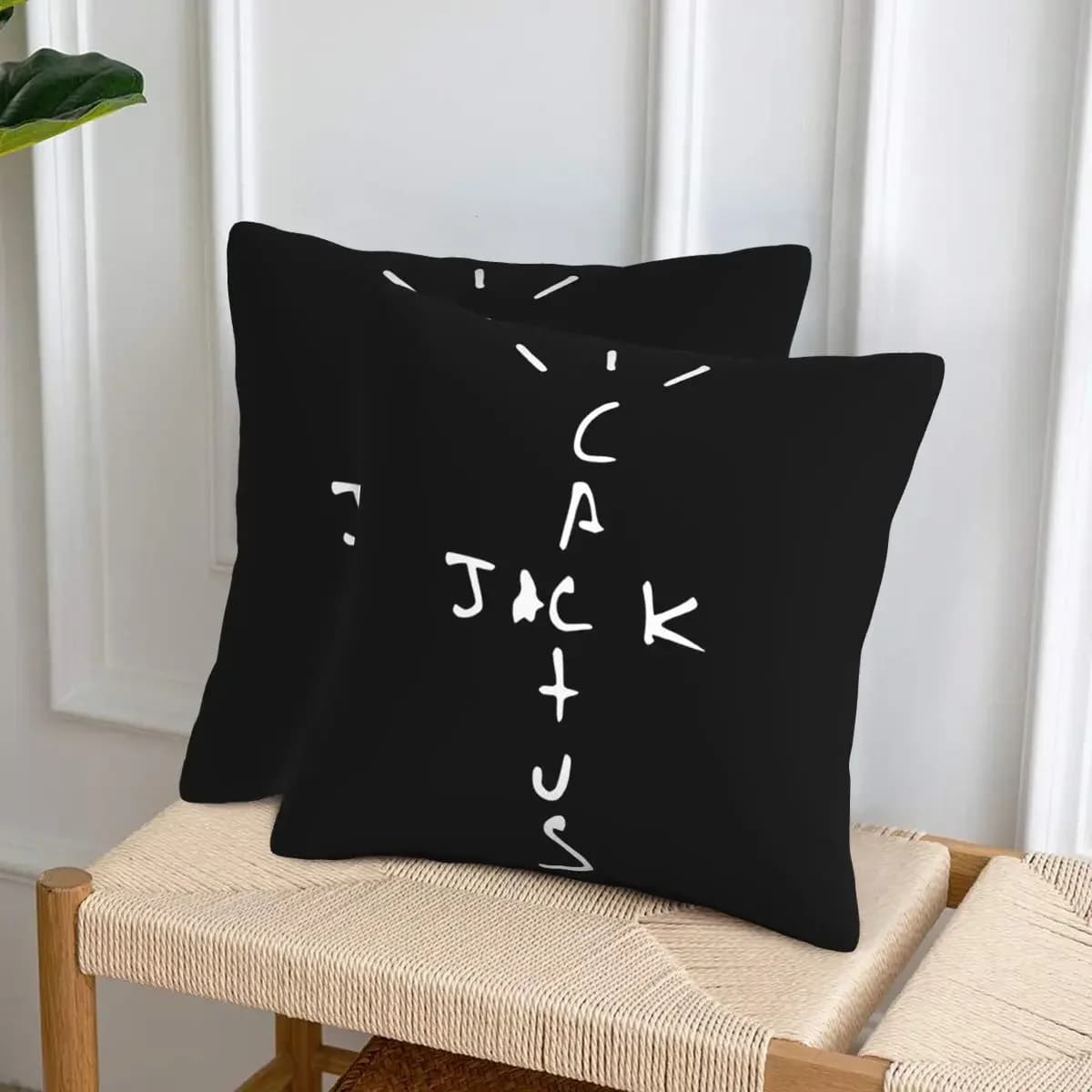 Best Logos Jack Cactus 2 pz. Federe per cuscini quadrate con cerniera, decorative e confortevoli, per divano e casa