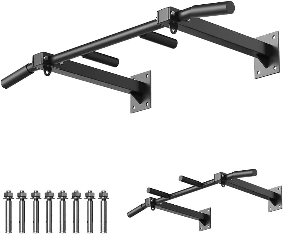 Wall-mounted traction bar with boxing bag support for home gym, ceiling or beam mounting