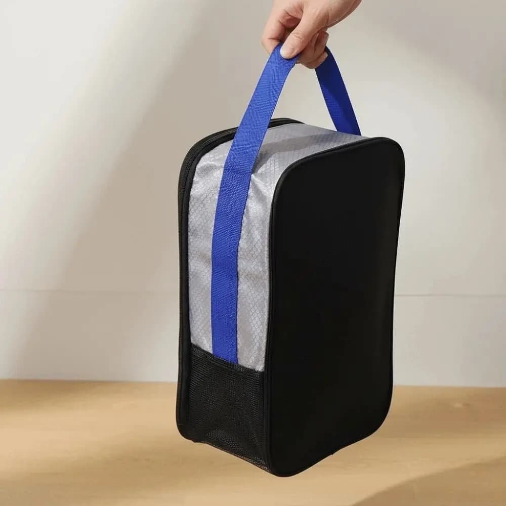 Borsa Portatile in Poliestere per Scarpe, Tinta Unita, Traspirante, con Rete, Antipolvere, Doppia Tasca