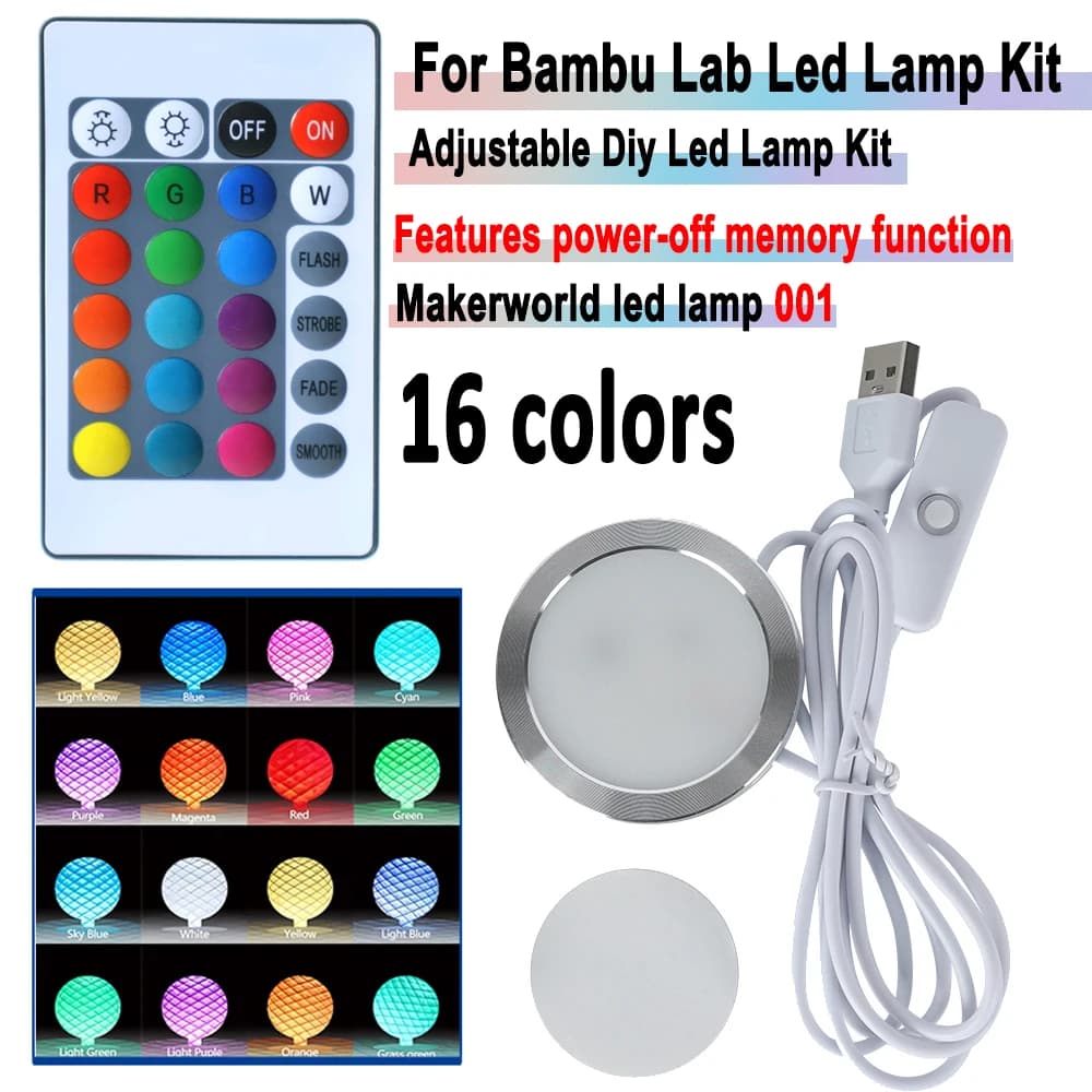 Kit di illuminazione regolabile per Bambu Lab, hardware per luce LED, kit di illuminazione Bambulab 001, parti fai da te, accessori per stampante 3D