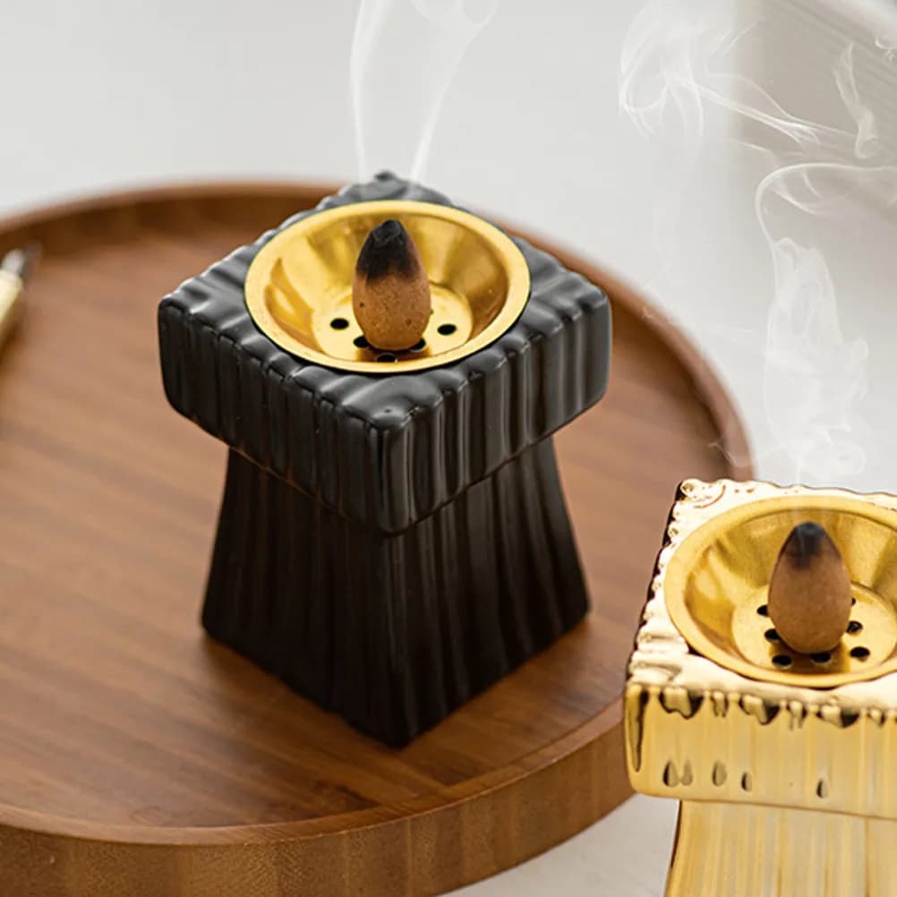 Porta Incenso in Ceramica per Coni e Bastoncini, Bruciatore per Aromaterapia, Decorazione da Scrivania per Casa, Ufficio, Sala Yoga
