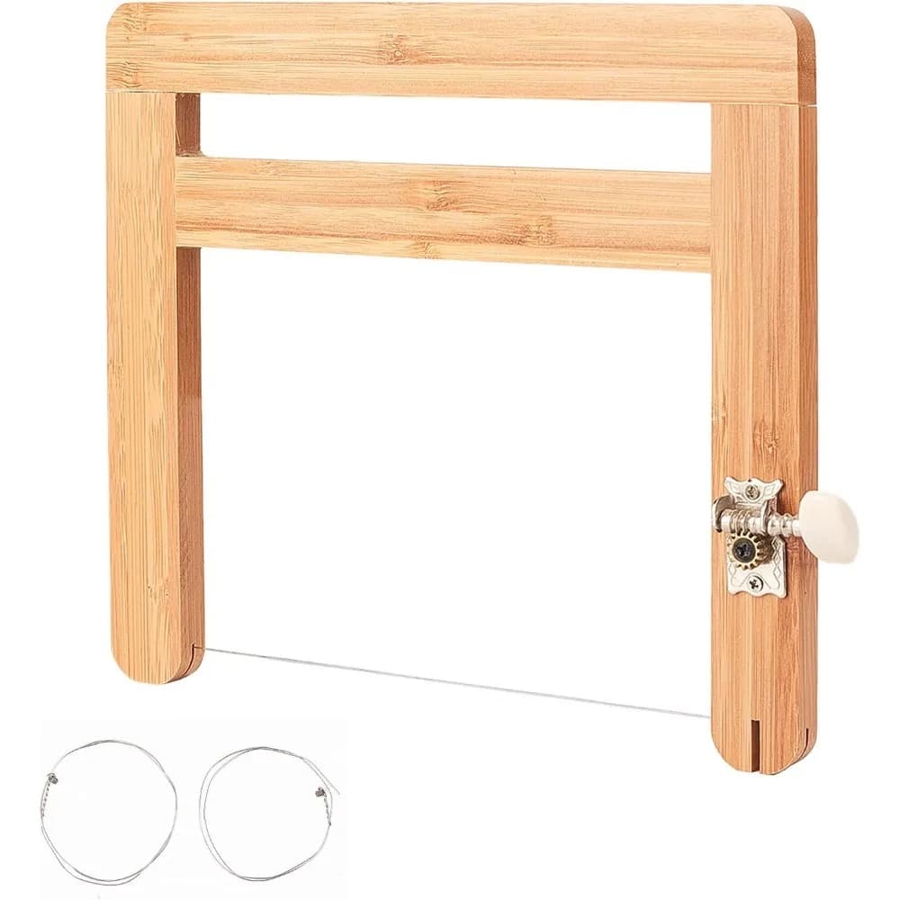 Wire Bamboo Soap Cutter Adjustable Non-Stick Soap Slicer Cutting Tool Loaf Wire String Cutter with 2pcs Wire for Soap Candle