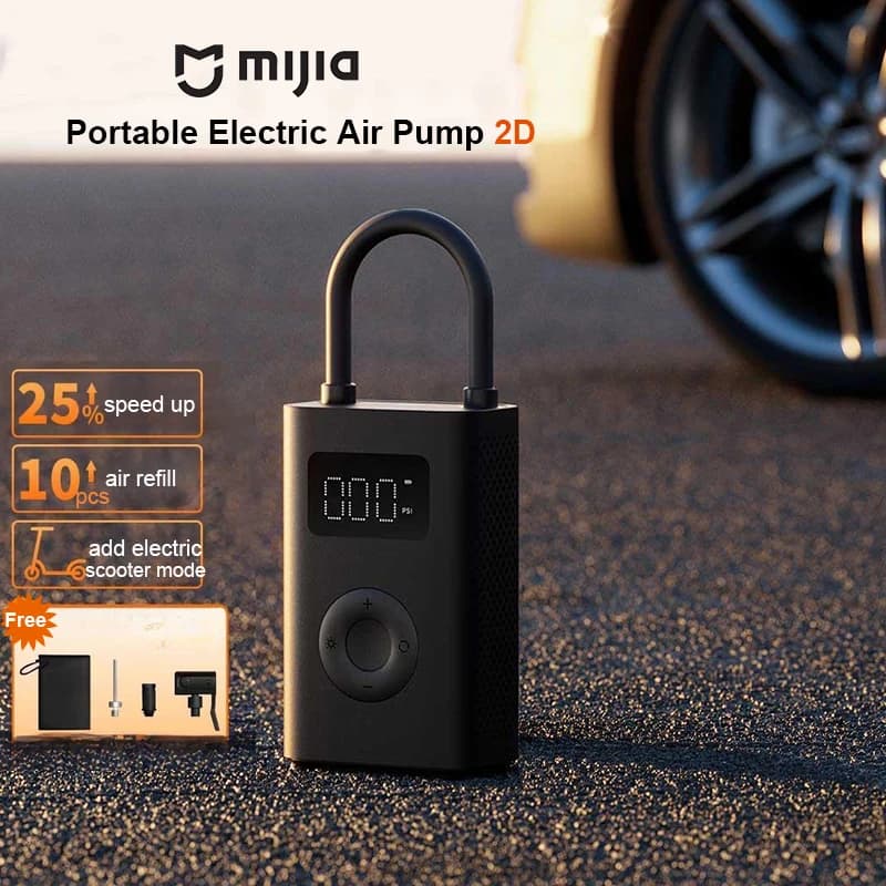 Compressore d'Aria Portatile Mijia 2D, Pompa Elettrica Rapida, Gonfiatore di Precisione per Pneumatici Auto, Moto, Biciclette e Palloni