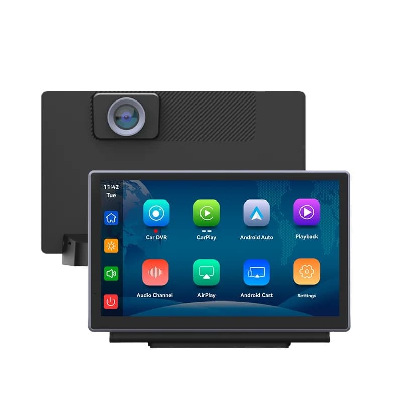 Maustor Factory in stock 7 Inch Universal IPS Screen Wireless Carplay Android Portable DVD Player for Car with Dashcam 4K BT AUX