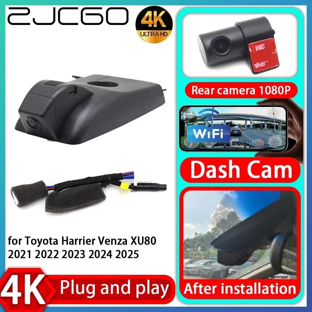ZJCGO UHD 4K 2160P Plug and Play DVR Dash Cam Video for Toyota Harrier Venza XU80 2021 2022 2023 2024 2025