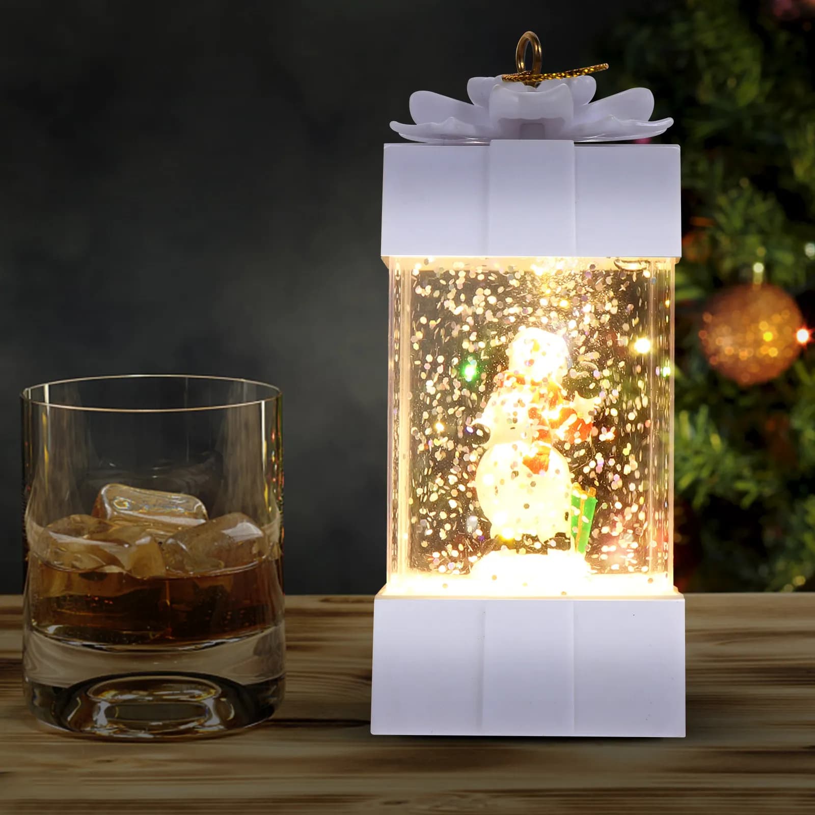 Lampada a Sfera di Cristallo, Decorazione Natalizia, Ornamento Luminoso da Tavolo, Luce Notturna per Feste, Regalo per Bambini, Festival