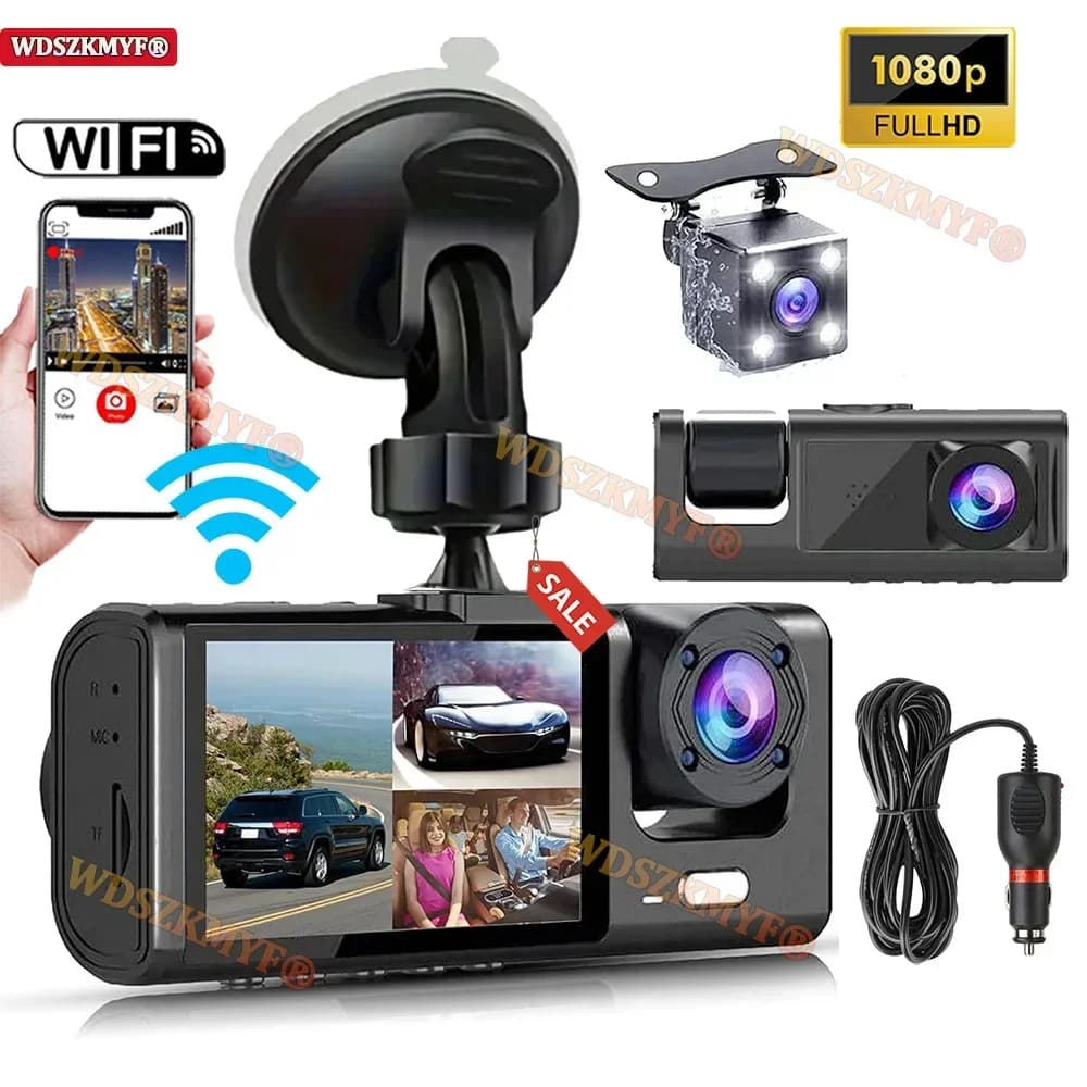 WIFI APP Auto Control Dvr 2/3 Channels 1080P Dash Cam for Auto Front View Recorder and Rear Car Camera for Auto Assecories