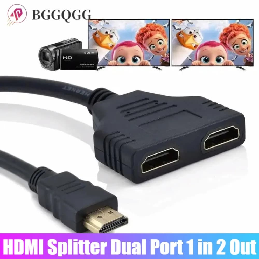 Splitter compatibile HDMI HD 1080P doppia porta 1 in 2 out cavo adattatore interruttore video da maschio a femmina per laptop TV Hdtv Box Monitor
