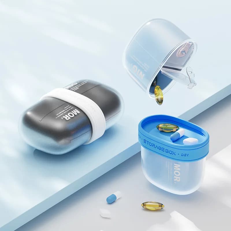 Mini scatola per medicinali portatile quotidiana da viaggio con scomparti multipli per imballaggio di pillole, compresse, scatola di immagazzinaggio sigillata per gioielli