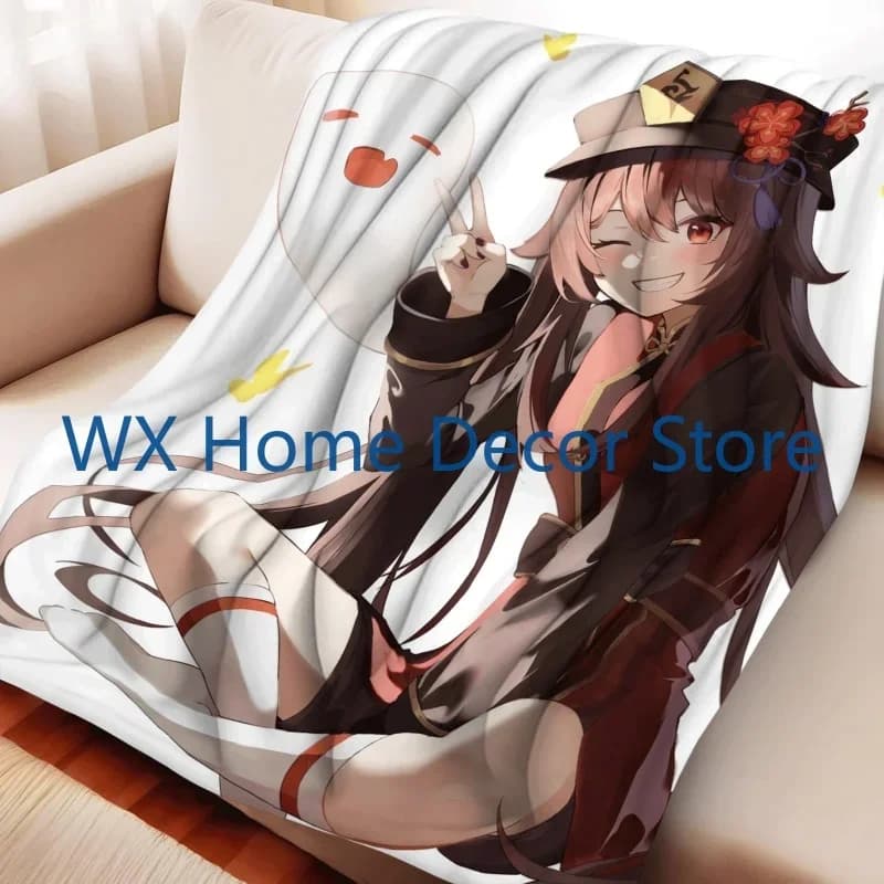 Genshin Impact Cartoon Walnut Flannel Throw Blanket AirConditioned Sofa Shawl Soft Cozy Towel for Home Cozy Decor