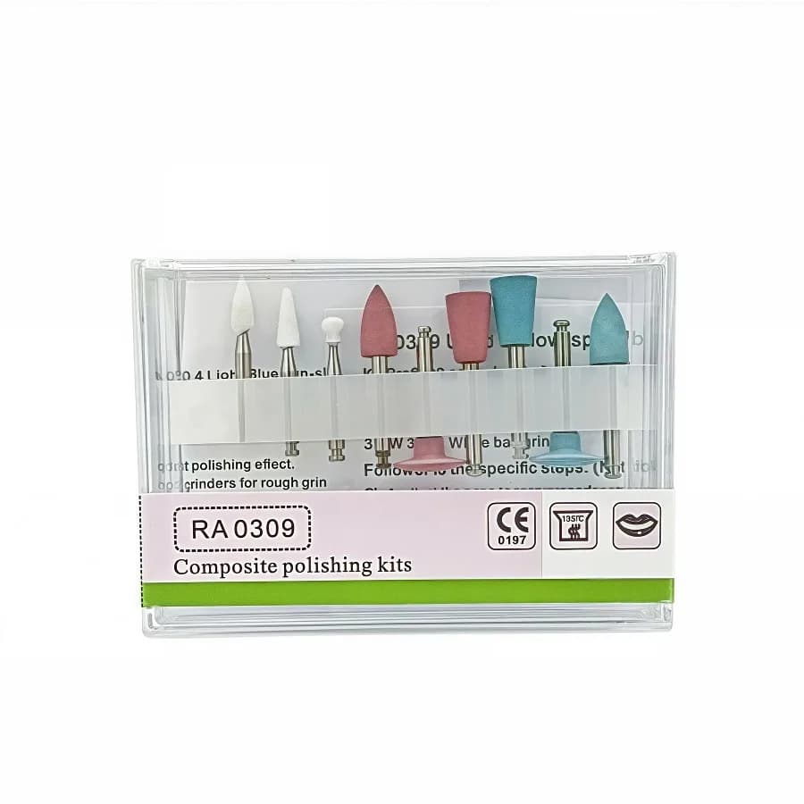 9PCS/Box Dental Polishing Bur Kit Composite Resin Rubber Porcelain Teeth Polisher Kit RA0309 Resin Polishing Set Dentistry Tool
