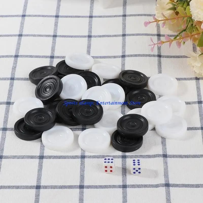 G7NF 32 Pezzi Dama in Plastica, Scacchi Internazionali Bianchi Neri, Dama Backgammon Chip Pezzi Set per Bambini Giocattolo per