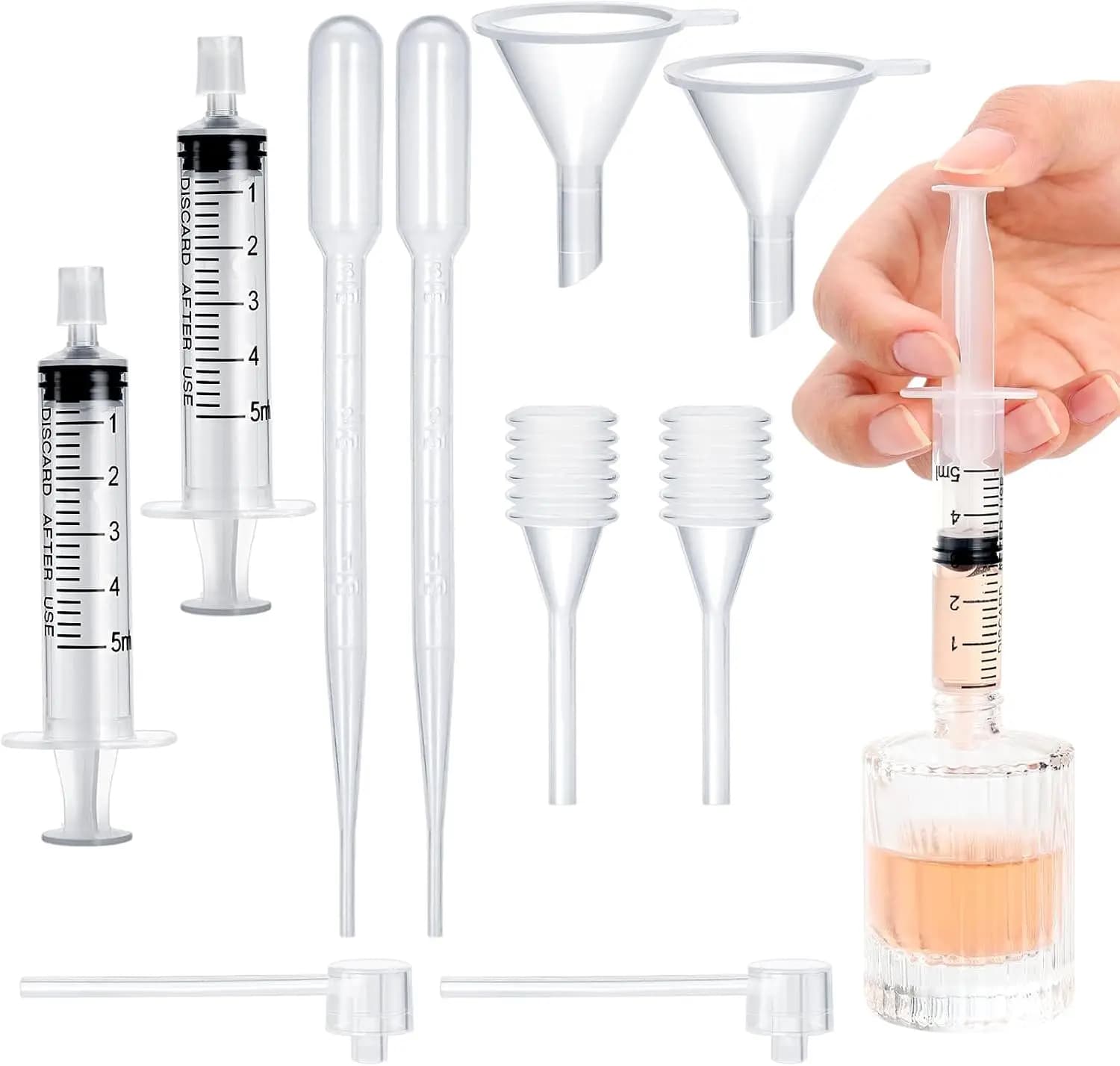Kit di 10 integratori di profumo, strumento di trasferimento dell'erogatore di profumo in plastica, kit di integratori di olio essenziale per campioni di profumo liquido