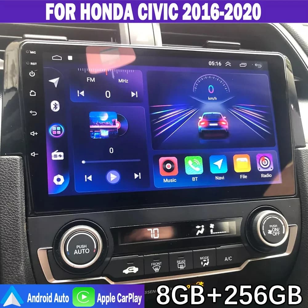 Android 15 Carplay Auto Per Honda Civic 2016 2017 2018 - 2020 Auto Radio Lettore Video Multimediale Navigazione GPS DSP 4G + WIFI