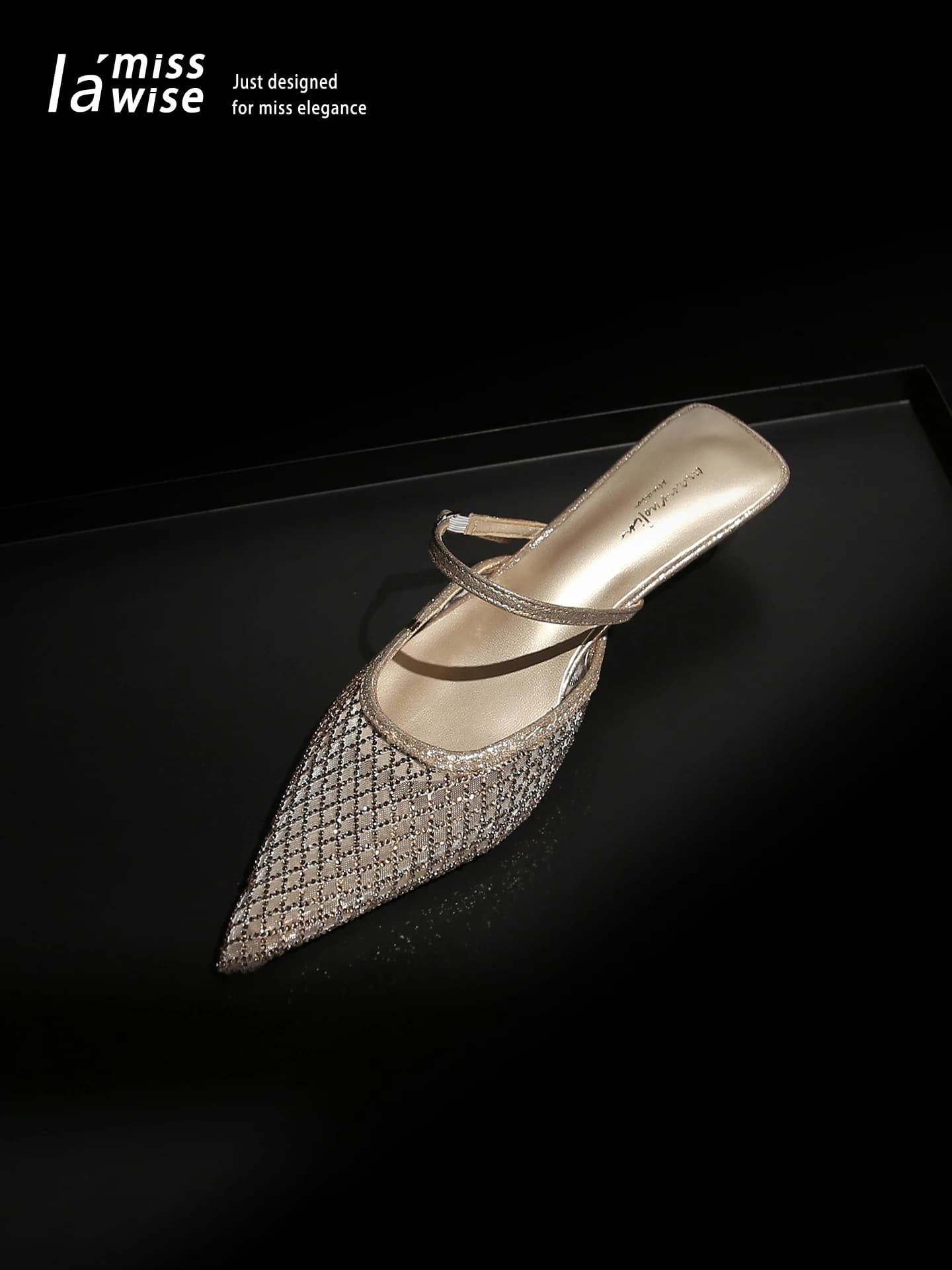 Sandali Donna Open Toe con Filo Dorato 2026 Nuovo Stile Tacco Sottile Slip-On Mules Traspiranti in Mesh Versione Migliorata Casual Moda