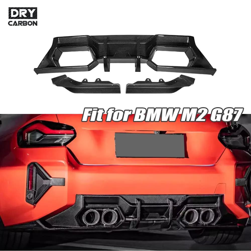 For BMW 2 Series G87 M2 2023+ S Style Dry Carbon Fiber Tech Rear Bumper Lip Diffuser Splitter Diffuser Lip Chin Body Kits Parts
