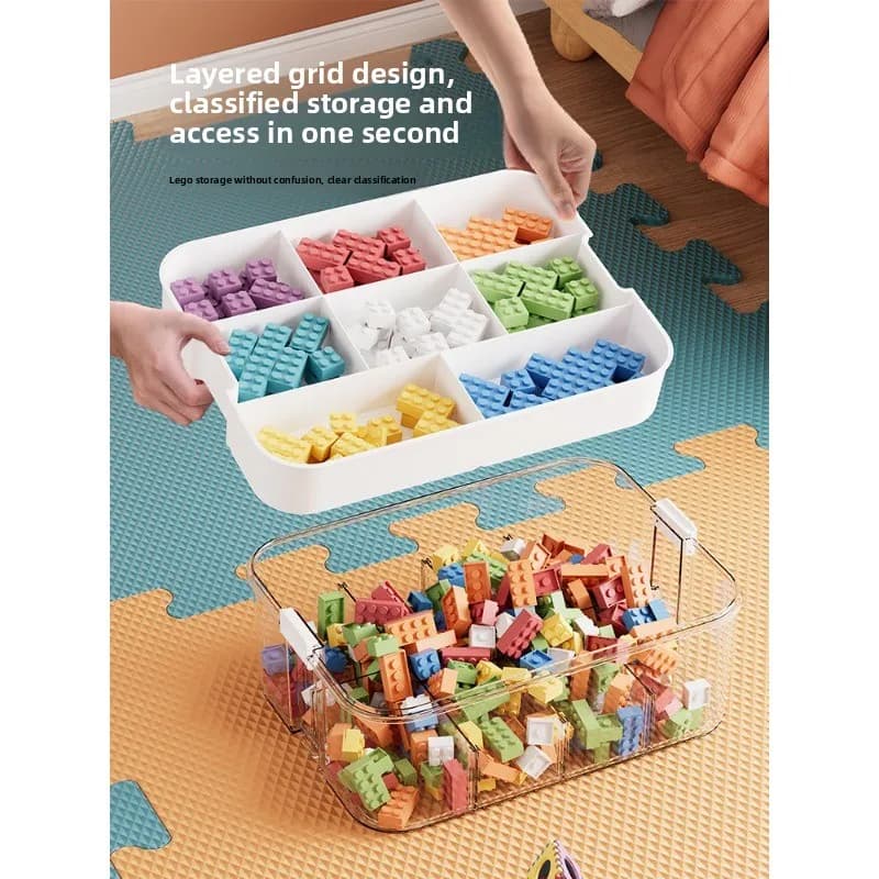 Scatola portaoggetti per mattoncini Lego di piccole dimensioni, con griglia multistrato, scatola per la classificazione delle parti, giocattoli per bambini, mattoncini da costruzione
