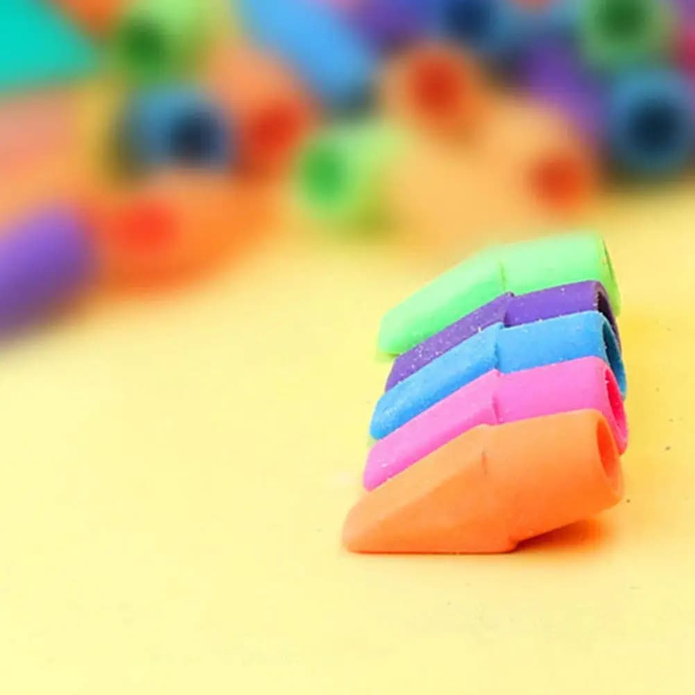 110Pcs Pencil Eraser Tops Set Safe Non-Toxic Tpr Erasers Colorful Student Stationery School Supplies Artists Office Essentials