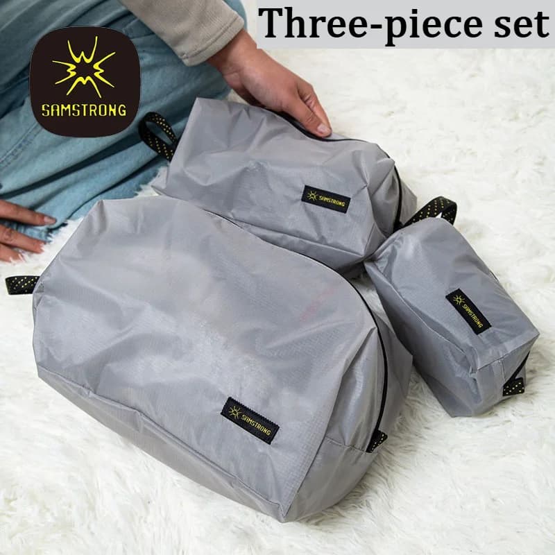 Lightweight 15DSilicone Coated Waterproof 3Pcs Storage Bag Cosmetic Wash Pouch Camping Hiking Cycling Travel Luggage Organizer