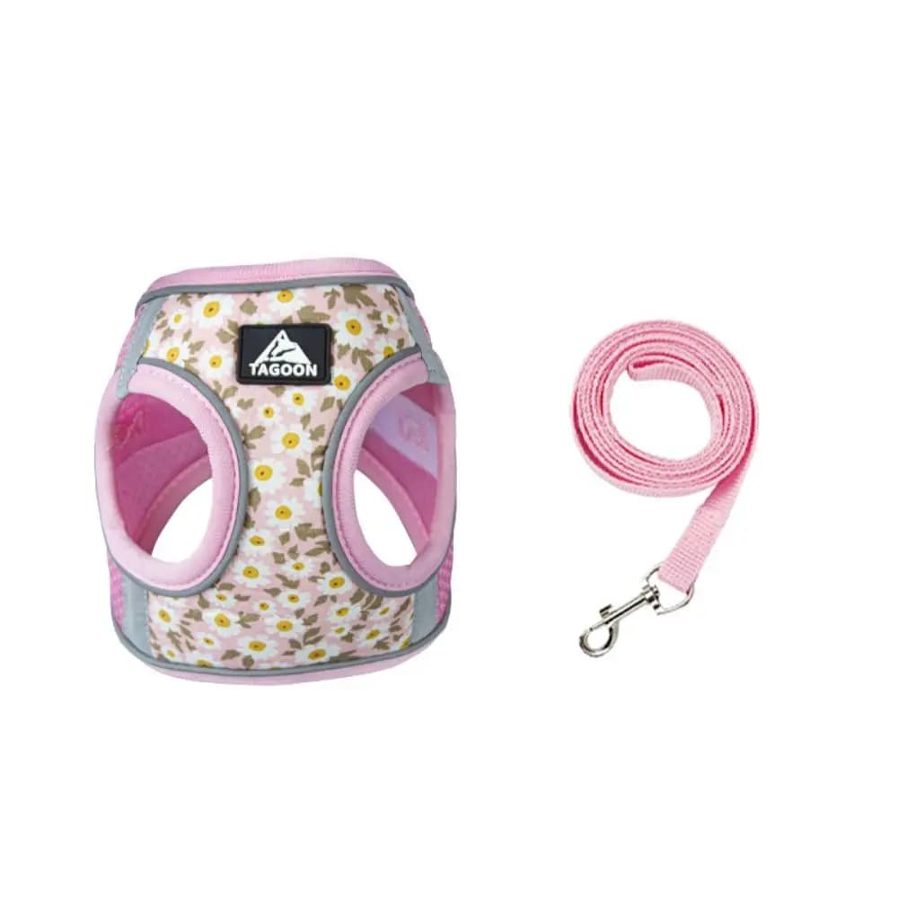 Dog Walking Supplies Floral Pet Harness Anti Escape Meash Dog Leash Set Adjustable Reflective Puppy Harness Puppy Akita
