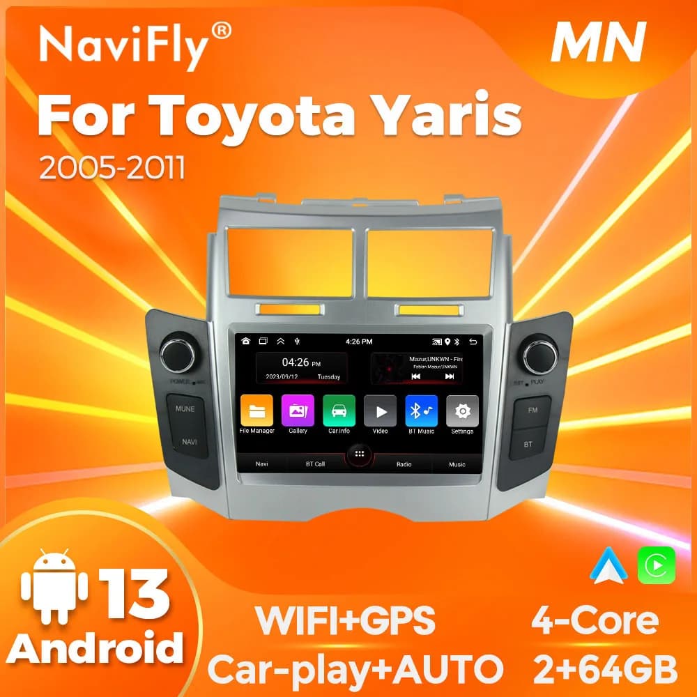 MEKEDE Wireless Carplay Android AUTO 2+64G car radio For Toyota Yaris XP90 Vitz Platz 2005-2011 GPS navi stereo Player Head Unit
