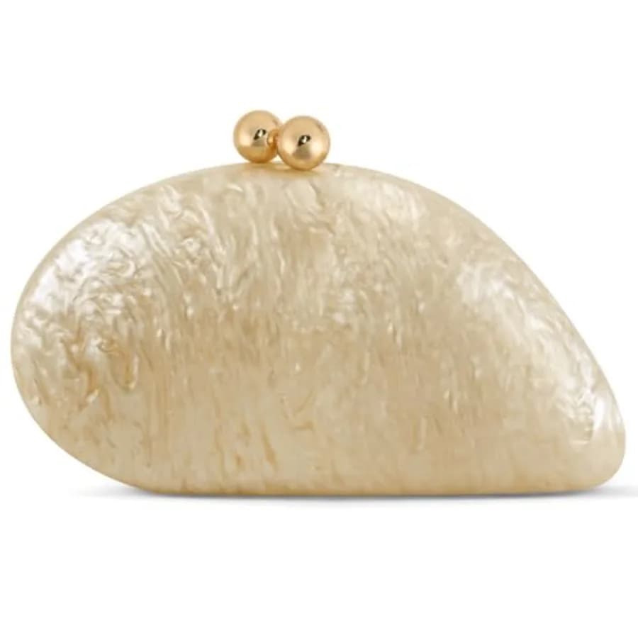 Pochette in Acrilico a Forma di Conchiglia per Donne, Elegante Borsa da Sera Effetto Marmo con Chiusura Magnetica Dorata, Borsetta per Matrimoni e Feste