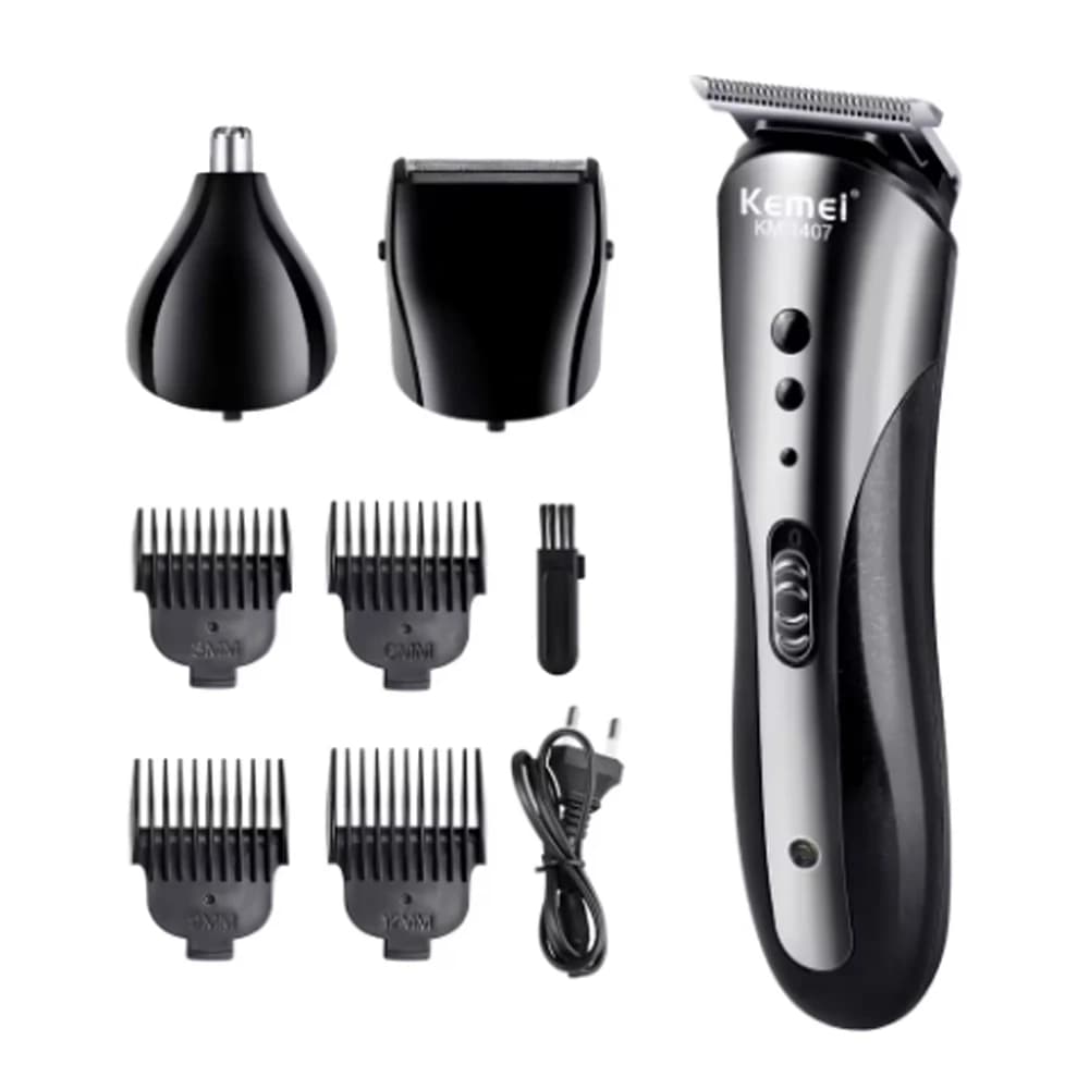 KEMEI KM-1407 Rechargeable Electric Nose Hair Clipper Multifunctional Men Hair Trimmer Professional Electric Shaver Beard Razor