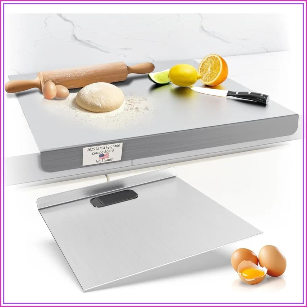 Titanium Cutting Board, 19.7"x27.6", Stainless Steel, Kneading & Chopping, Easy Clean