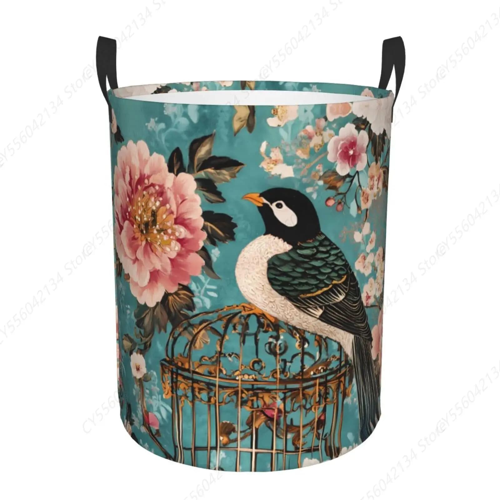 Basket for birds standing on the cage, waterproof whitewashing basket, foldable fabric container, laundry/game bag