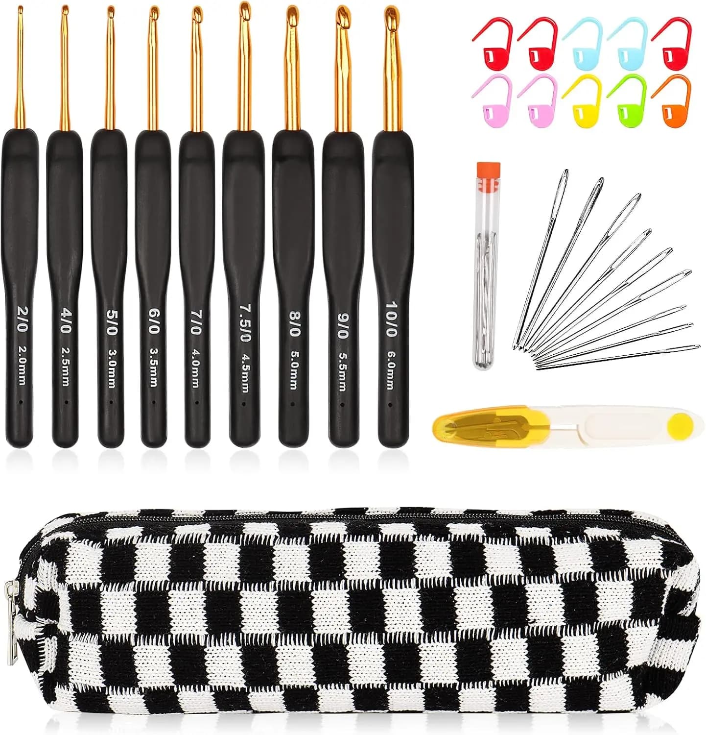 Crochet Hook Set 31pcs with Ergonomic Grips for Arthritic Hands, Knitting Needles and Crochet Supplies for Beginners