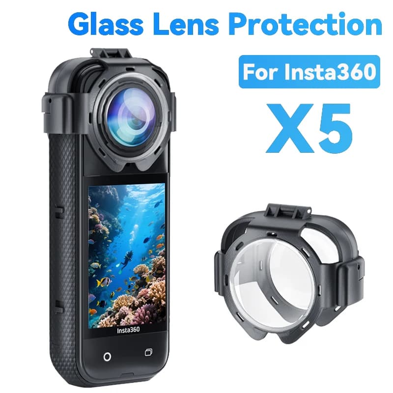 Protezione per lenti in vetro per Insta360 X5 Copertura protettiva per lenti ottiche per Insta 360 X5 Accessori antigraffio rimovibili