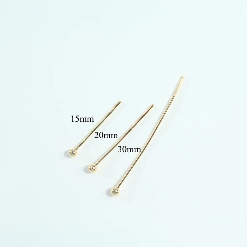 10/20/30pcs 15mm/20mm/30mm 14K Gold Plated Ball Pins For Jewelry Making Supplies DIY Earrings Beading Jewelry Accessories