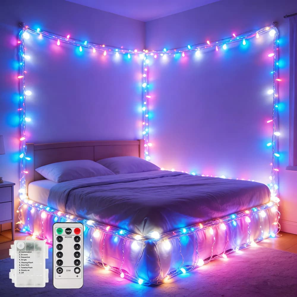 Luci a Filo LED in Rame Argentato, Luci Fatate con Telecomando, Luci a Batteria per Decorazioni Natalizie, Matrimoni e Esterni