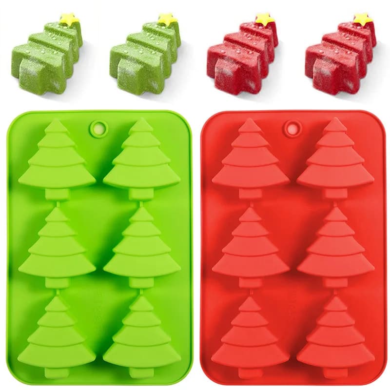 Stampo in silicone natalizio Stampo per albero di Natale Stampo per cioccolato Stampo per fondente natalizio Stampo per budino fatto a mano Vassoio per cubetti di ghiaccio Decorazione per cake topper