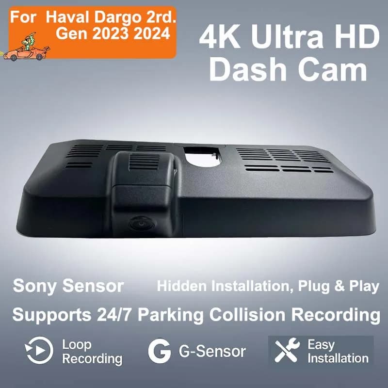 4K HD Plug and Play WIFi Car Video Recorder Front and Rear 2K Dash Cam for Haval Dargo 2nd Generation 2023 2024 with APP Watch