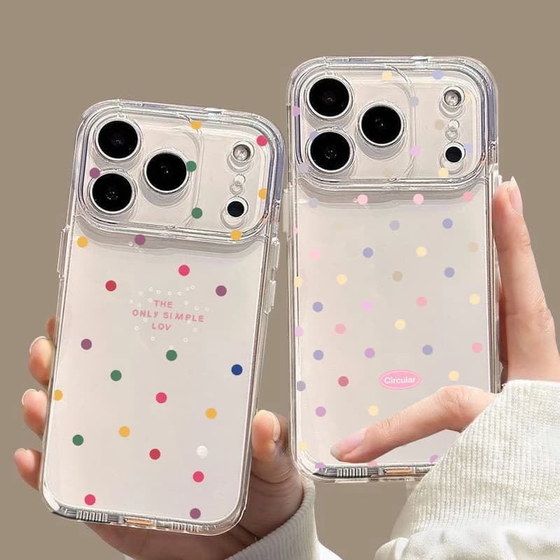Case For Samsung Galaxy S26 Edge S25 FE S24 S23 S22 Note 20 Ultra 10 Plus Lite S26 Plus Colorful Polka Dot Transparent TPU Cover