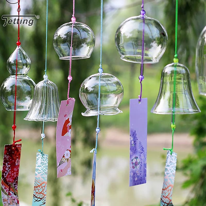 1Pcs Transparent Glass Wind Chimes WIndows Wind Bell Hanging Outdoor Garden Decor Garden Chimes Japanese Room Decor DIY Crafts