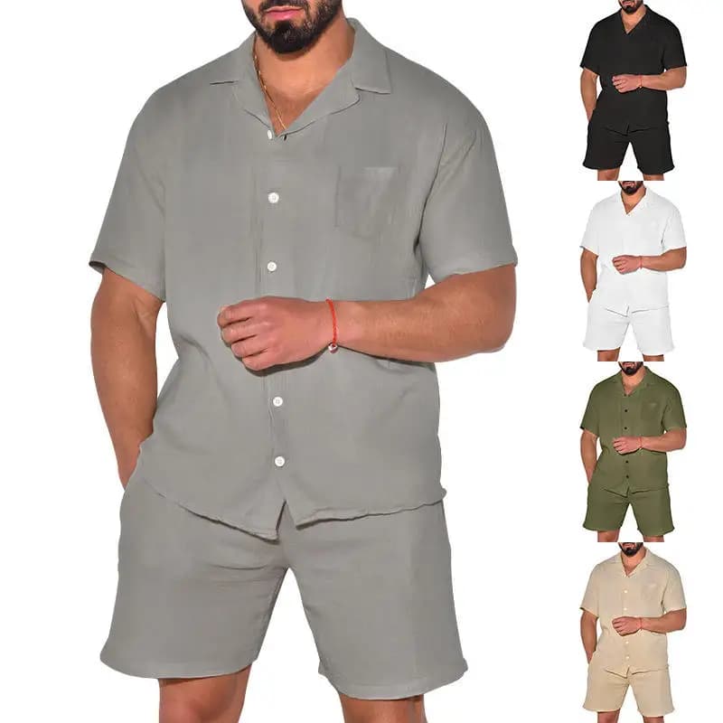 New 2025 Summer Sport Short Sleeve Casual Loose Men's Shirt And Shorts Set Comfortable Breathable Clothing for Men