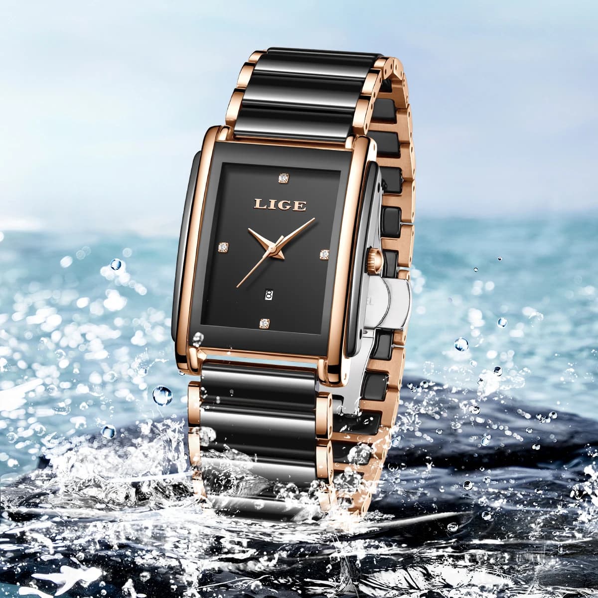 LIGE Orologio Elegante da Donna con Movimento Giapponese, Cinturino in Ceramica, Bracciale di Lusso, Orologio al Quarzo, Regalo per Lei, Reloj Mujer