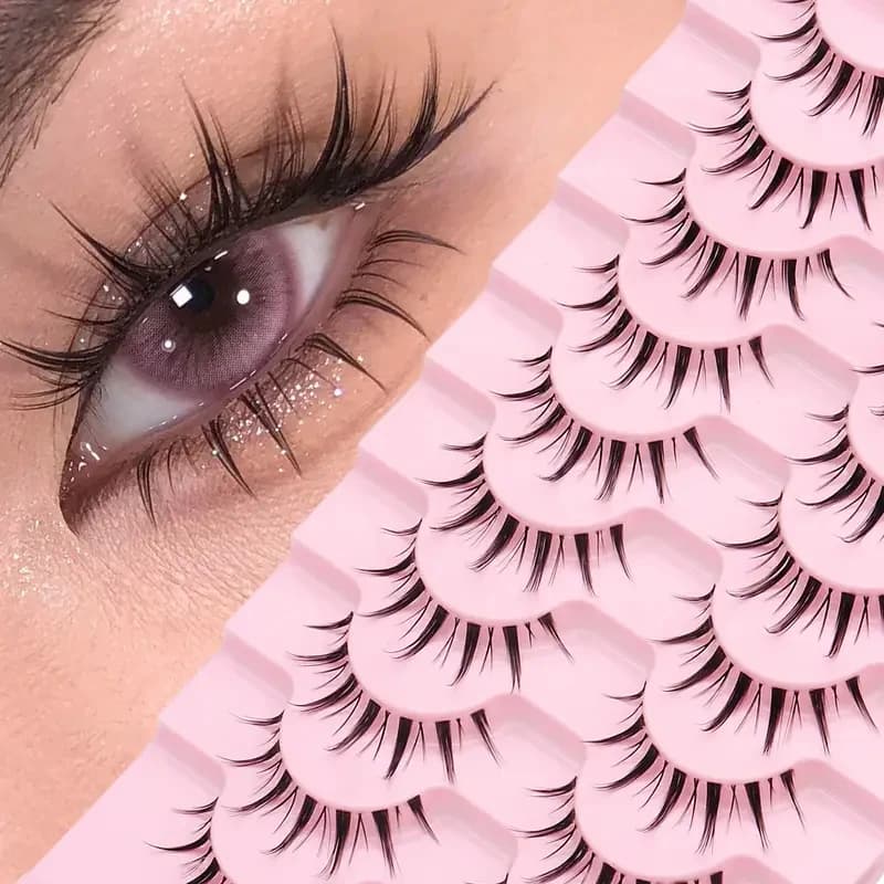 10 pairs of natural fake eyelashes with air sensation with modification of extended eyelashes, thin multilayered 3D effect eyelashes